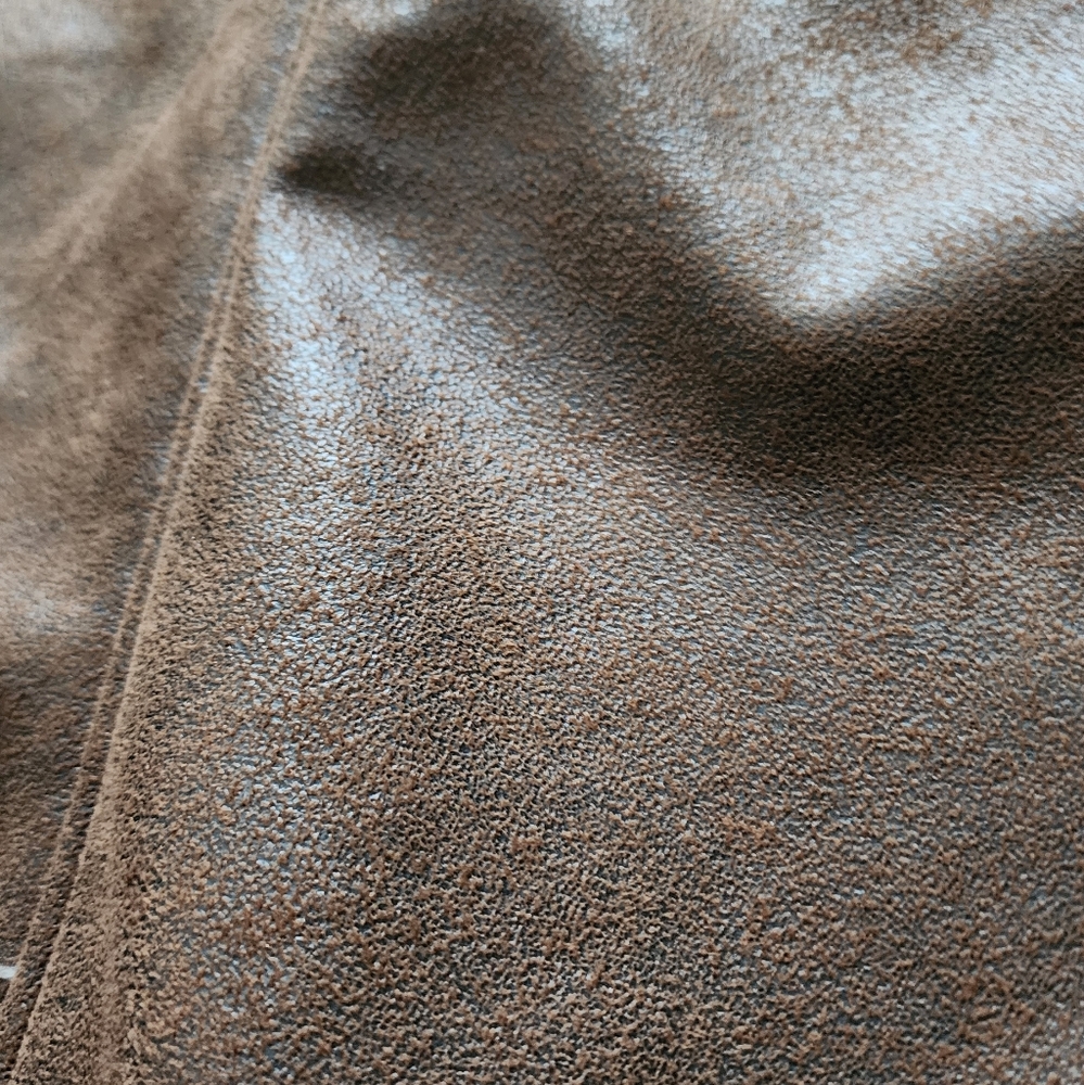 *SOLD* MISS LONDON Faux Leather Aviator Jacket Womens Size M Brown Cream - Picture 10 of 10